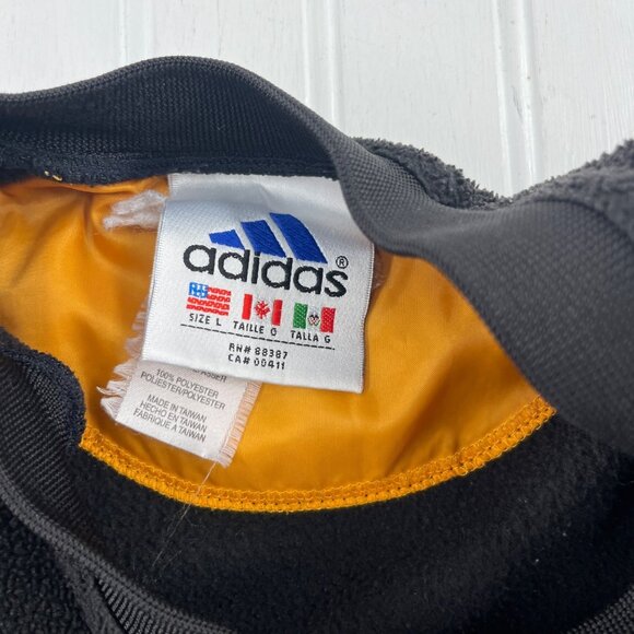 Adidas V Neck Black Fleece Pullover Sweater Men's size Large orange - Picture 3 of 5